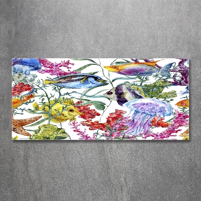 Glass picture wall art Coral reef