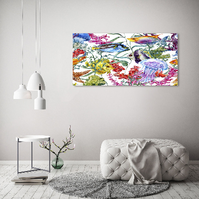 Glass picture wall art Coral reef