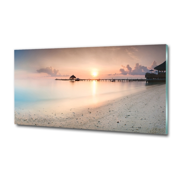 Glass wall art Maldives beach