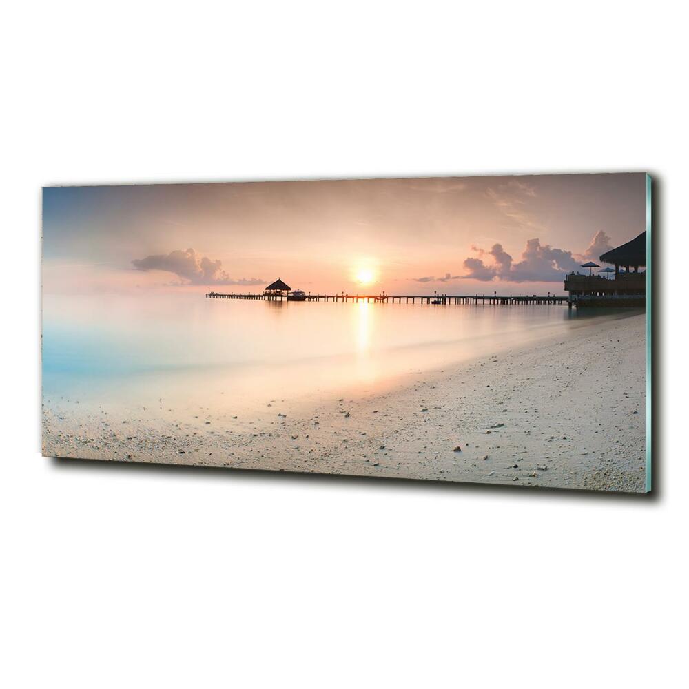 Glass wall art Maldives beach