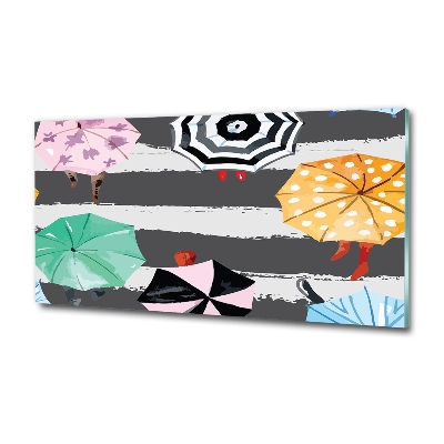 Glass wall art Colorful umbrellas