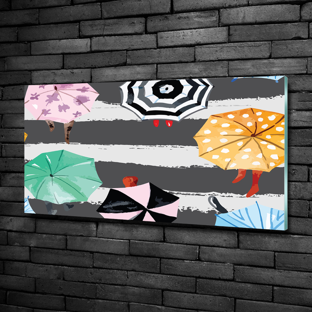 Glass wall art Colorful umbrellas