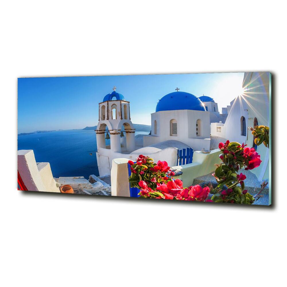 Glass art picture Santorini greece