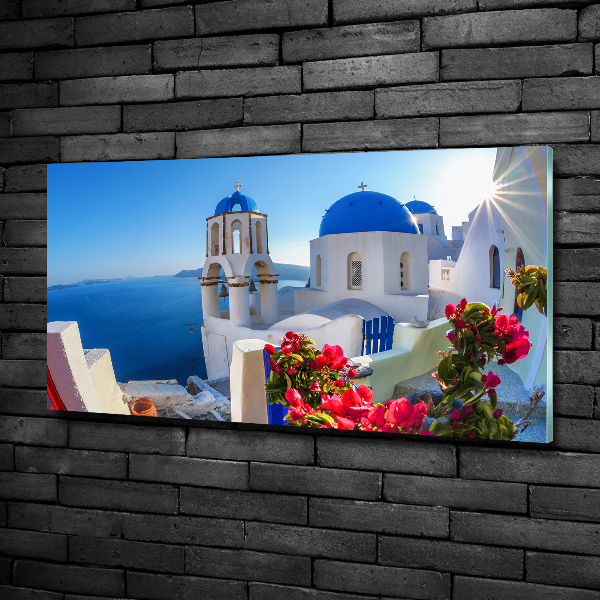 Glass art picture Santorini greece