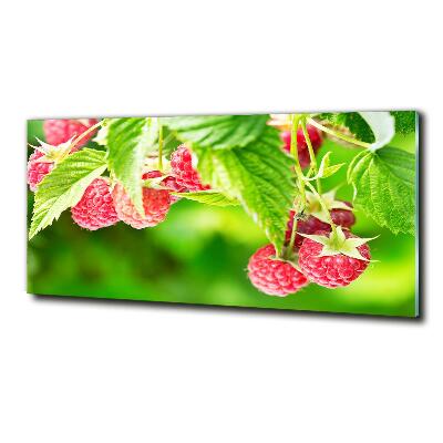 Glass wall art Raspberries in the garden