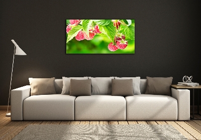 Glass wall art Raspberries in the garden