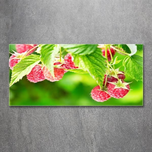 Glass wall art Raspberries in the garden