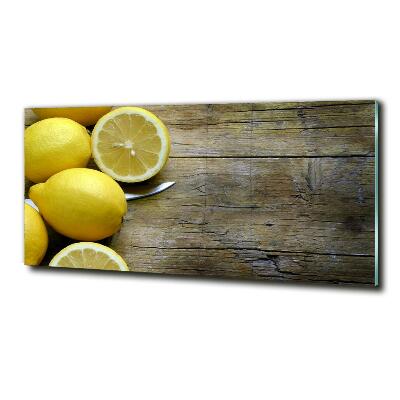 Wall art on glass Lemons on wood