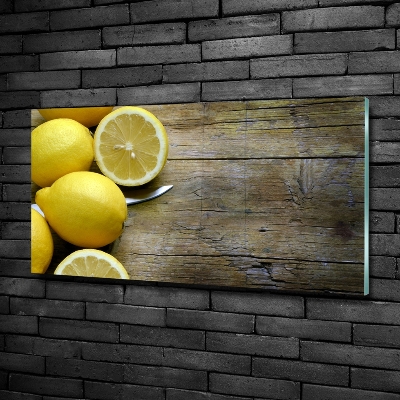 Wall art on glass Lemons on wood