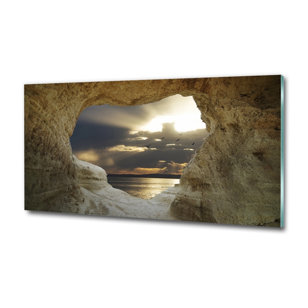 Wall art on glass Coastal cave