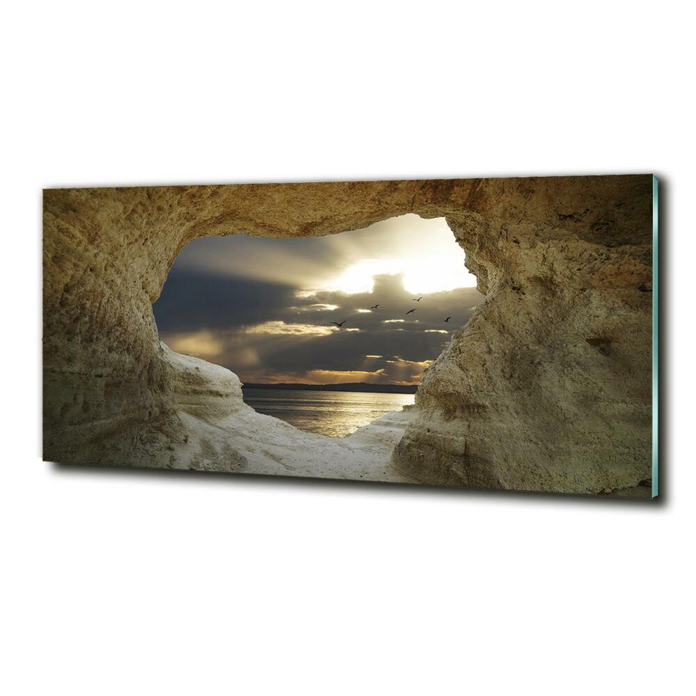 Wall art on glass Coastal cave