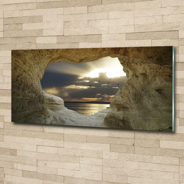 Wall art on glass Coastal cave