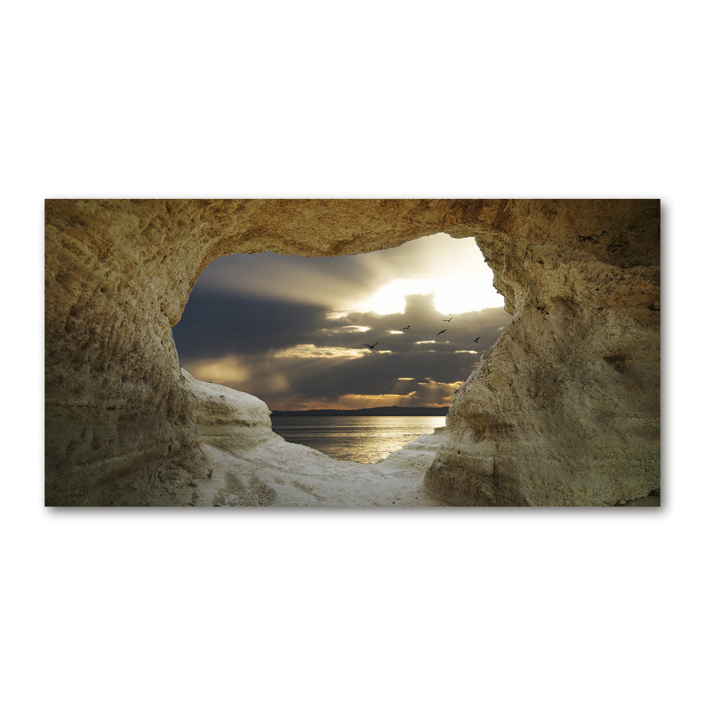 Wall art on glass Coastal cave