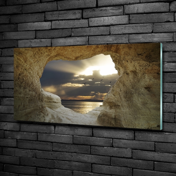 Wall art on glass Coastal cave