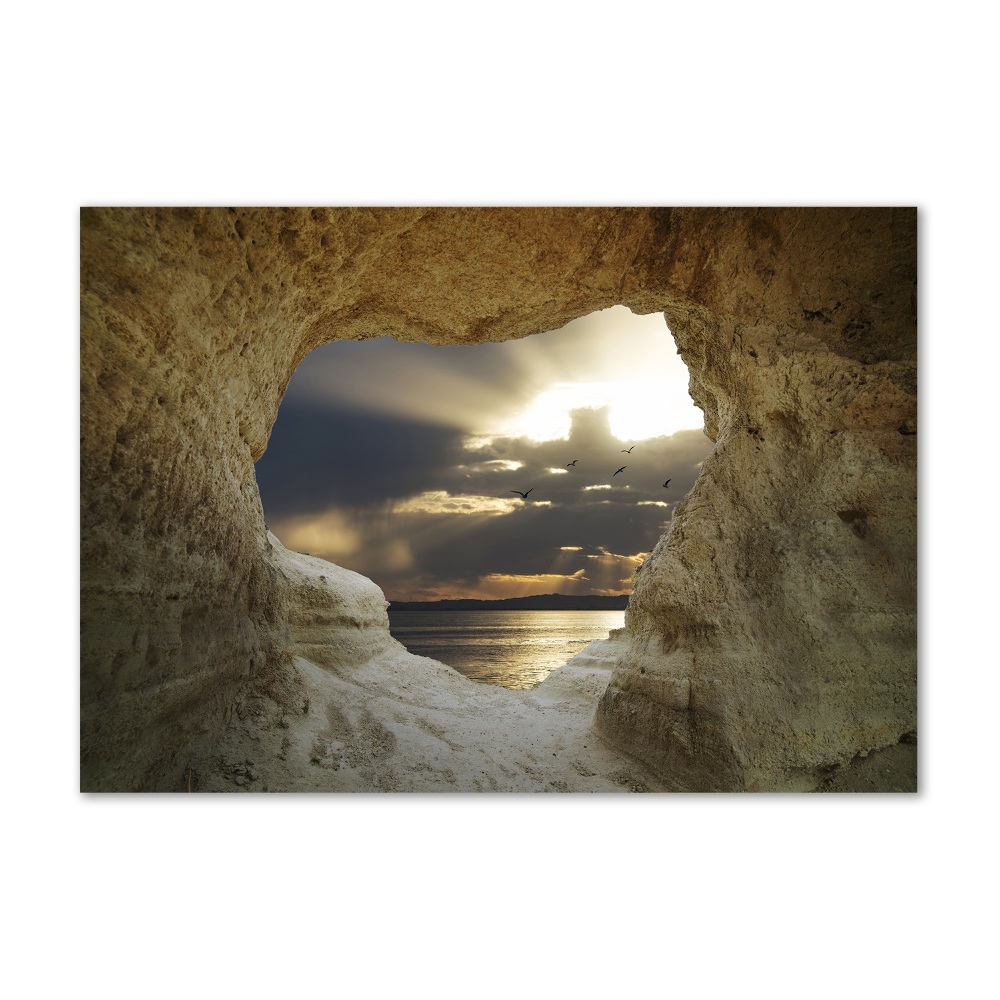 Wall art on glass Coastal cave