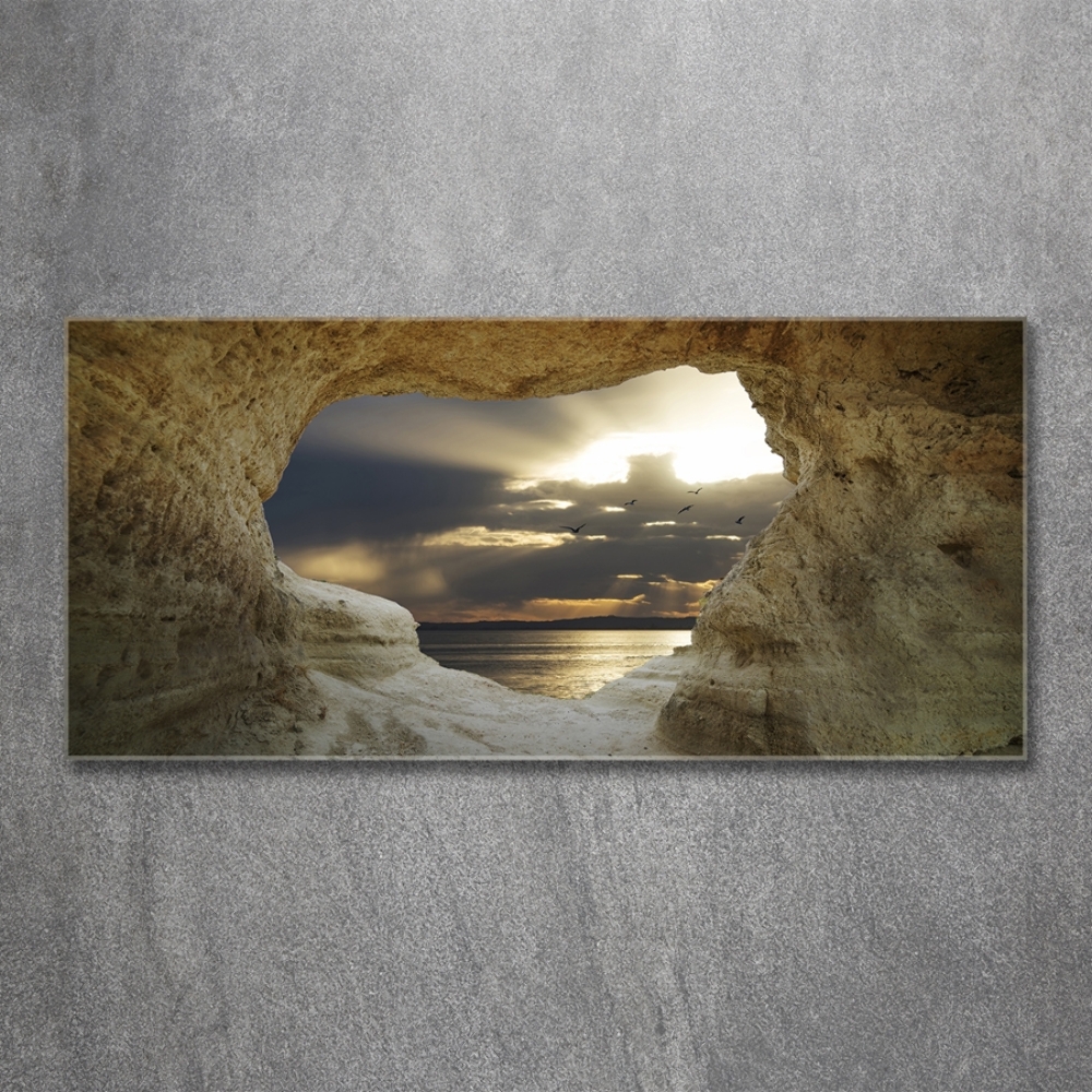 Wall art on glass Coastal cave