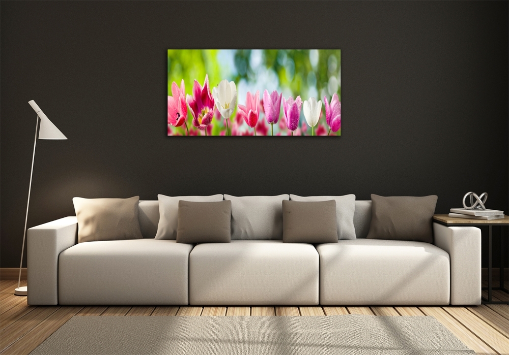 Wall art on glass Tulips