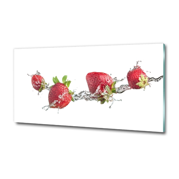 Glass art print Strawberries and water