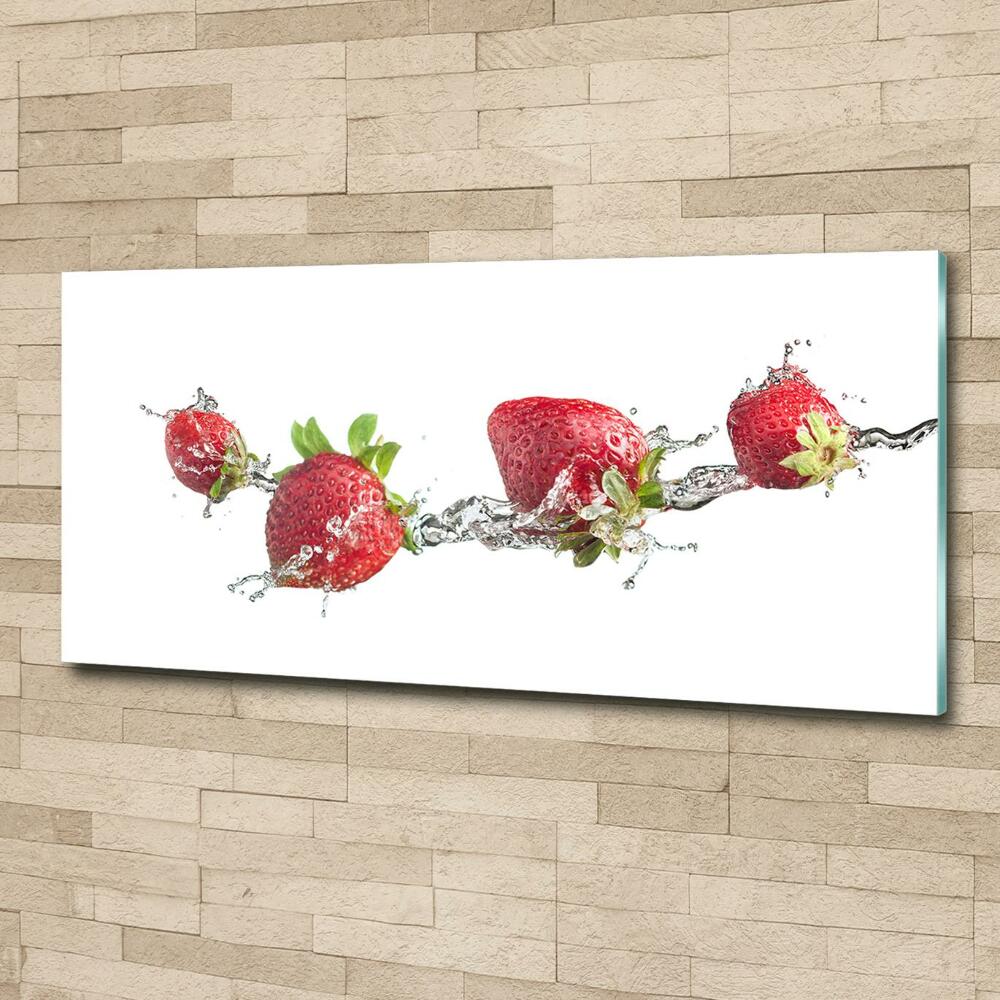 Glass art print Strawberries and water