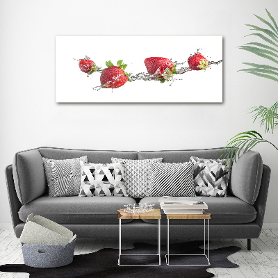 Glass art print Strawberries and water