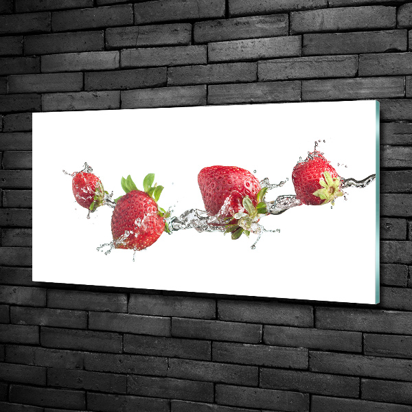 Glass art print Strawberries and water