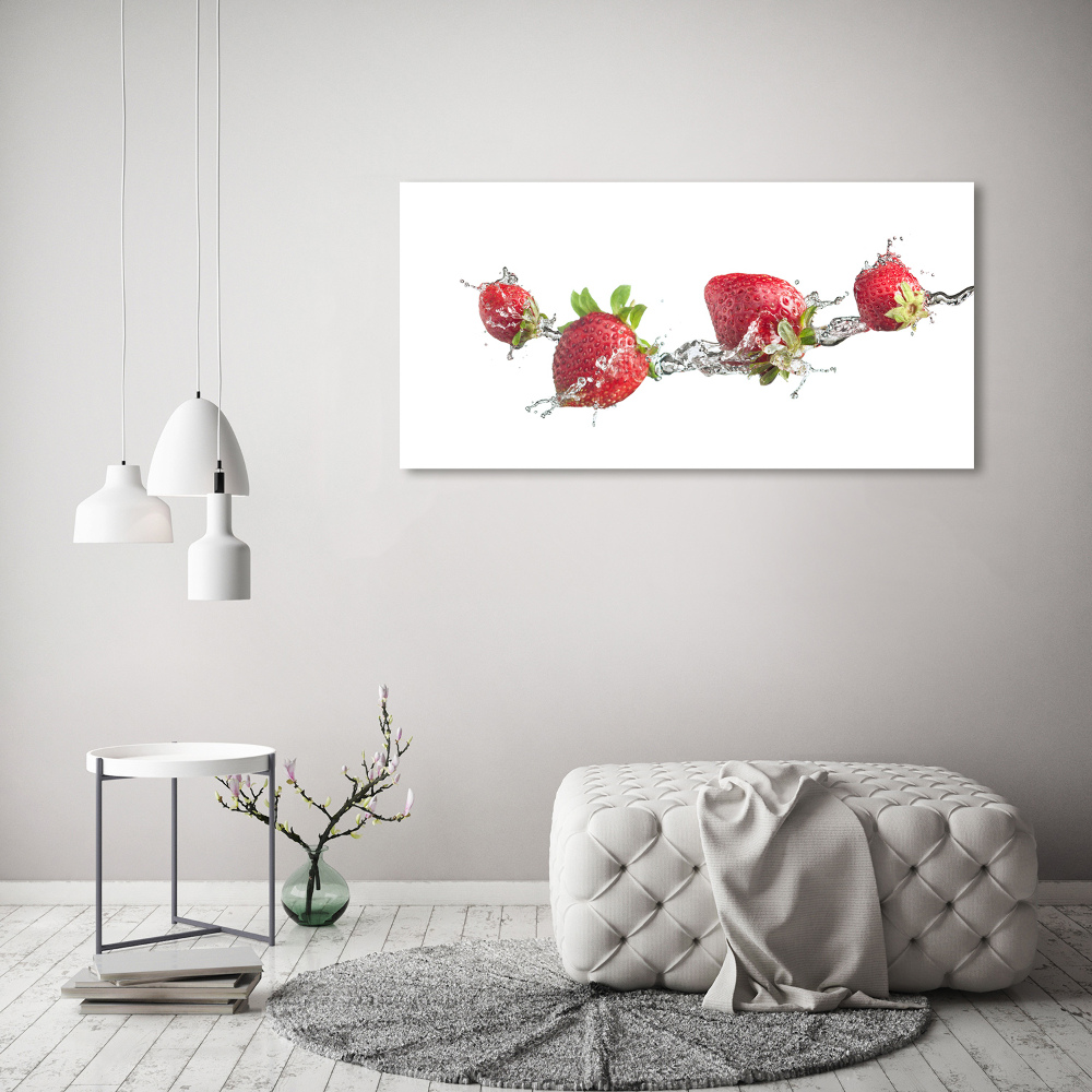 Glass art print Strawberries and water