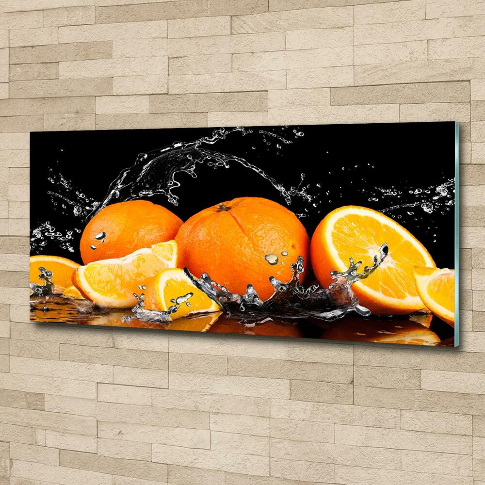 Glass art print Oranges and water