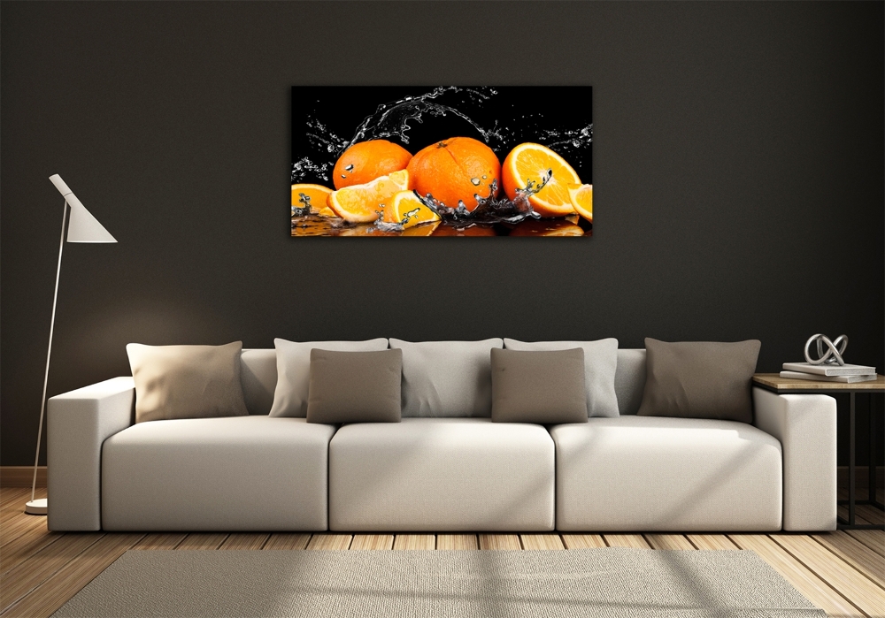 Glass art print Oranges and water