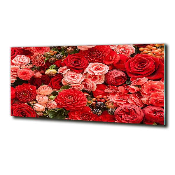 Wall art on glass Red flowers