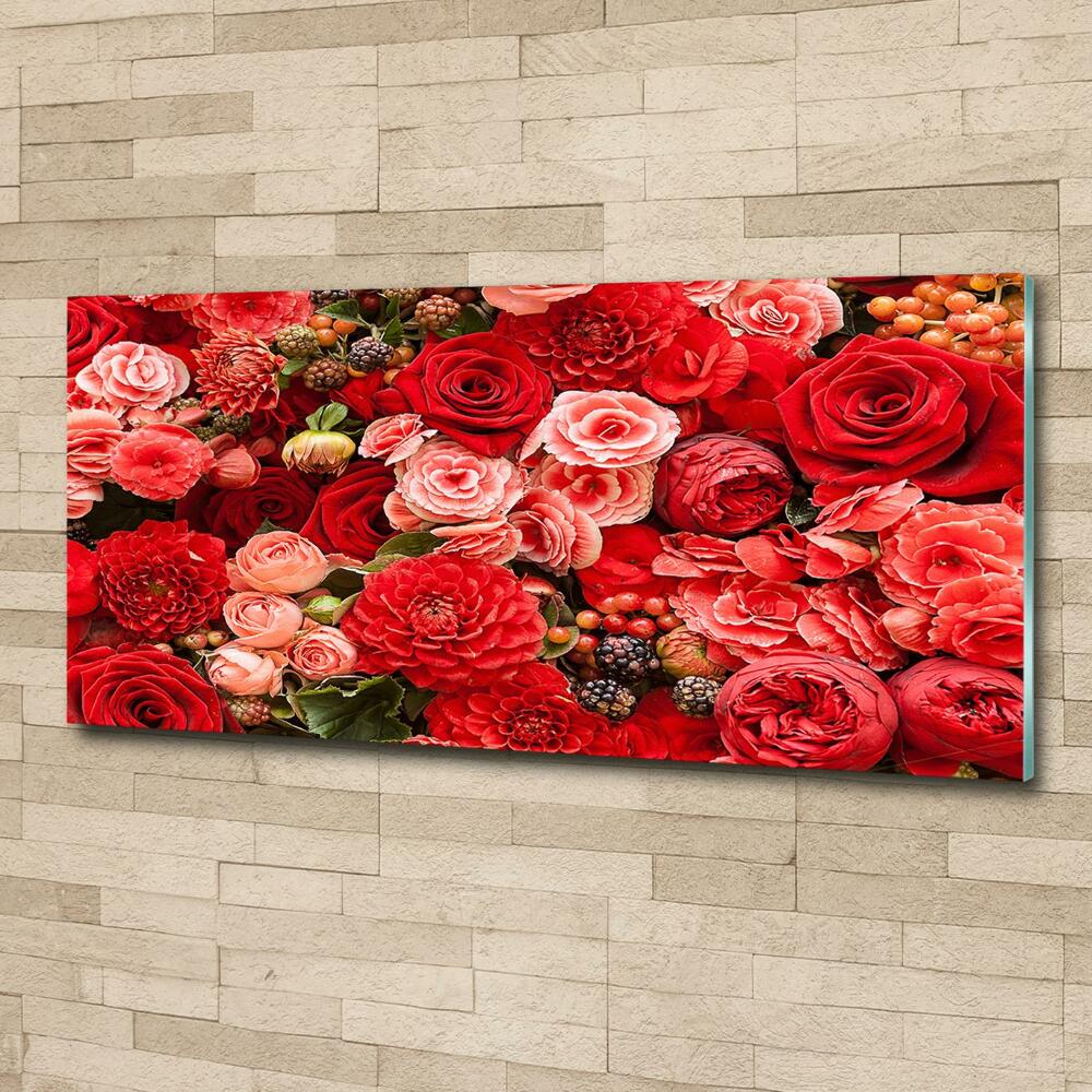 Wall art on glass Red flowers