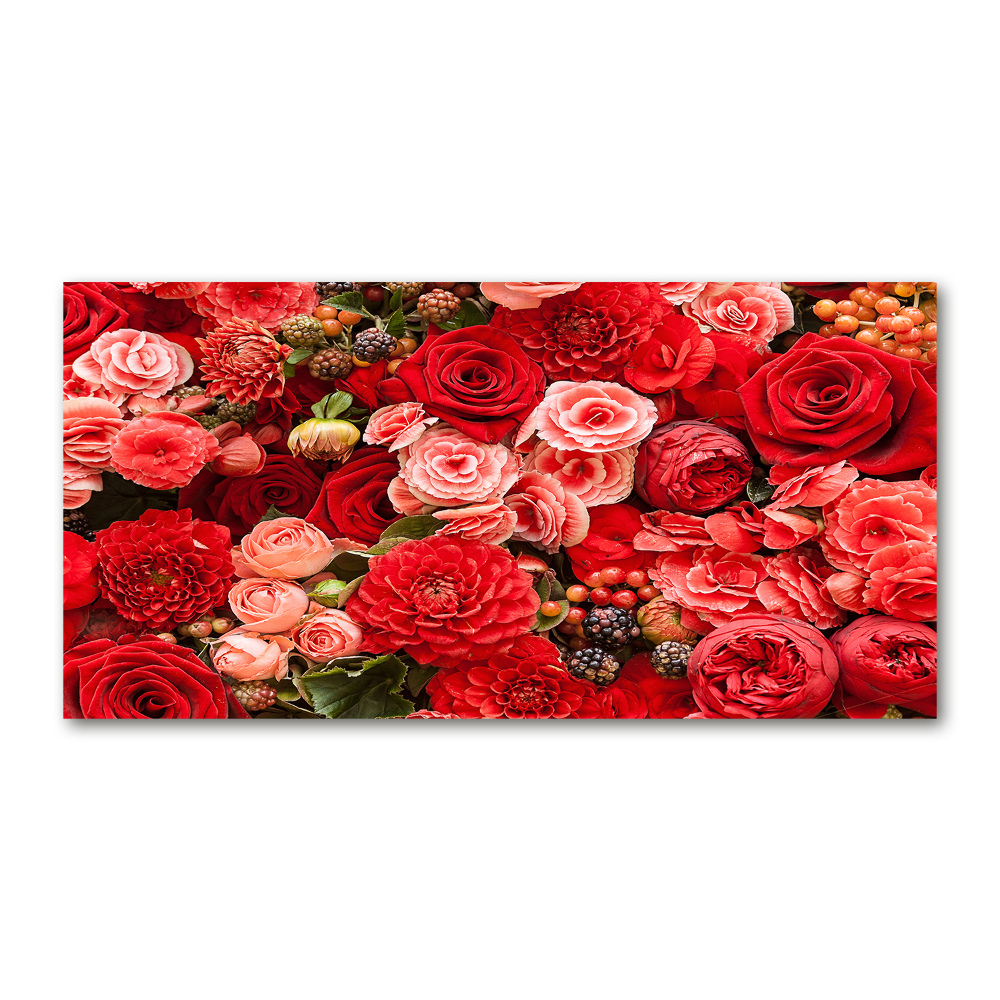 Wall art on glass Red flowers