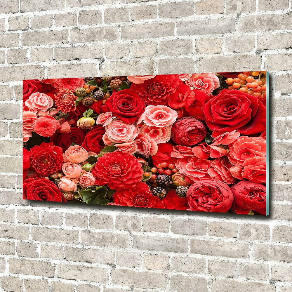 Wall art on glass Red flowers