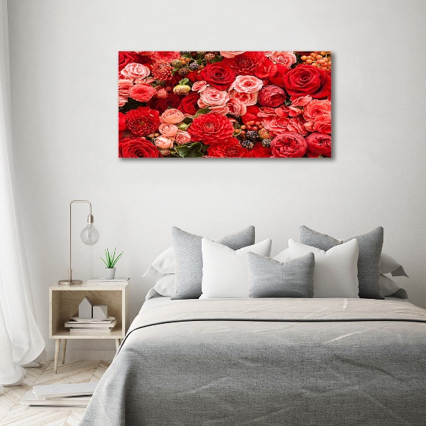 Wall art on glass Red flowers