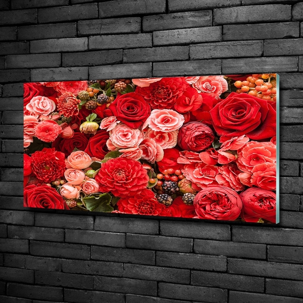 Wall art on glass Red flowers