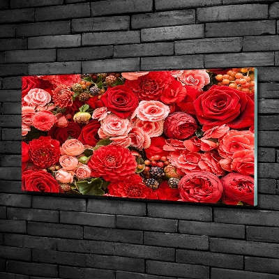 Wall art on glass Red flowers