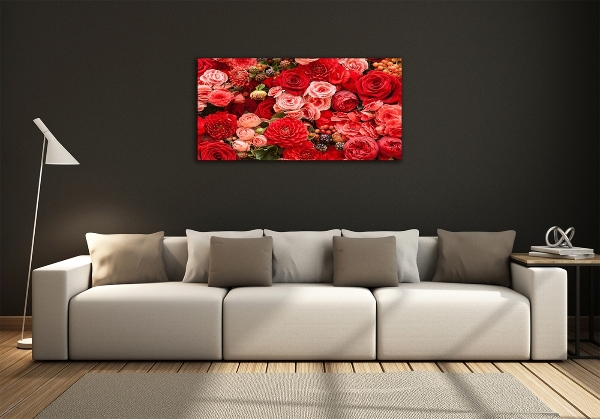 Wall art on glass Red flowers