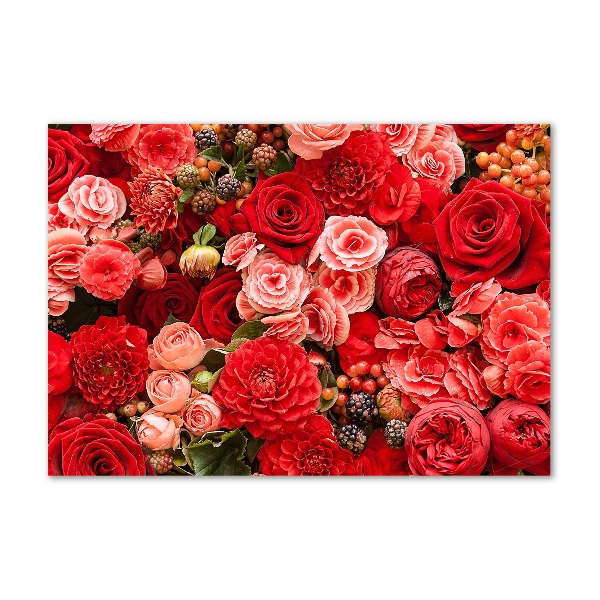 Wall art on glass Red flowers