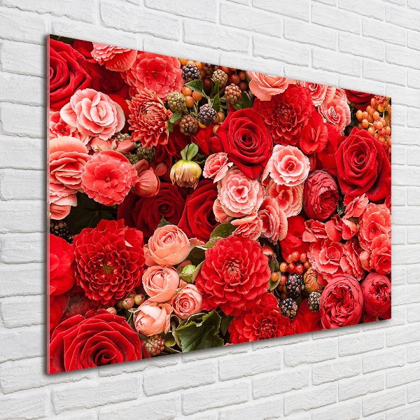 Wall art on glass Red flowers