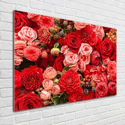 Wall art on glass Red flowers