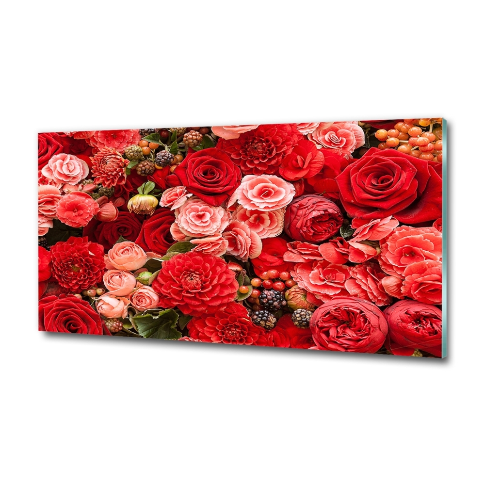 Wall art on glass Red flowers