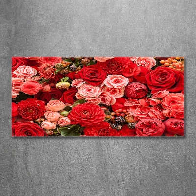 Wall art on glass Red flowers