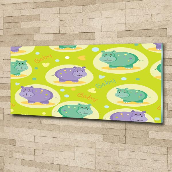 Printed glass wall art Hippo