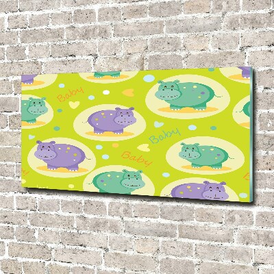 Printed glass wall art Hippo