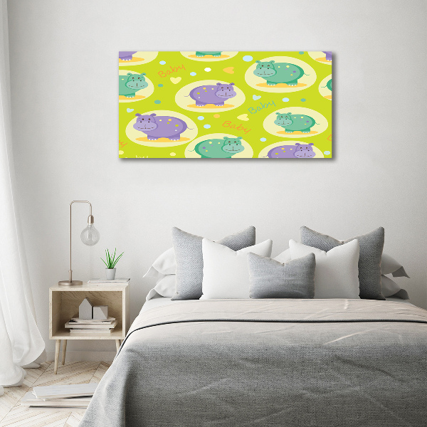 Printed glass wall art Hippo