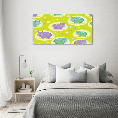 Printed glass wall art Hippo