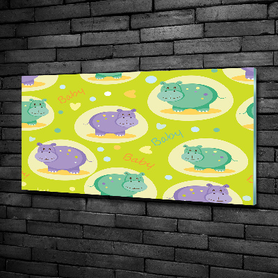 Printed glass wall art Hippo