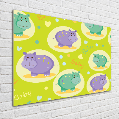 Printed glass wall art Hippo