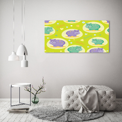 Printed glass wall art Hippo