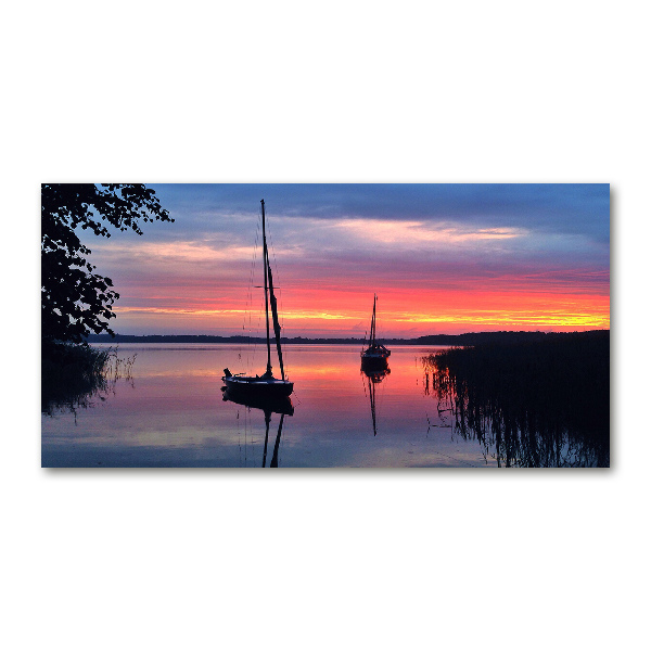 Glass wall art Sailboats about the west