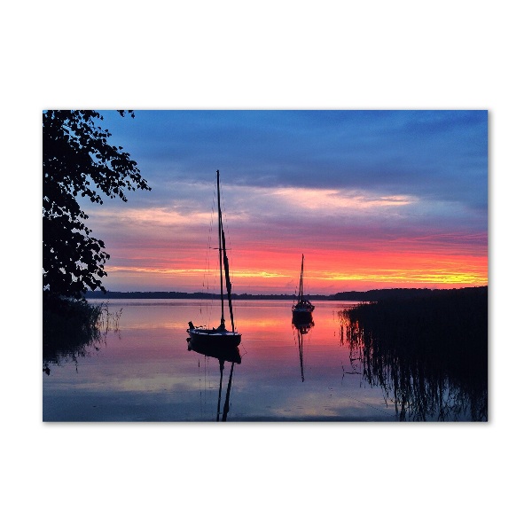 Glass wall art Sailboats about the west